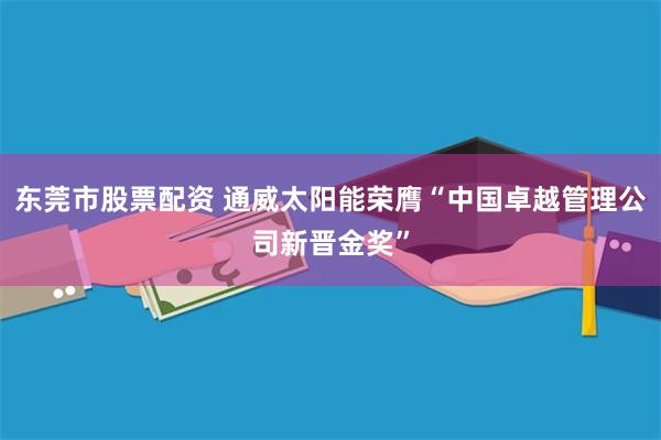 东莞市股票配资 通威太阳能荣膺“中国卓越管理公司新晋金奖”